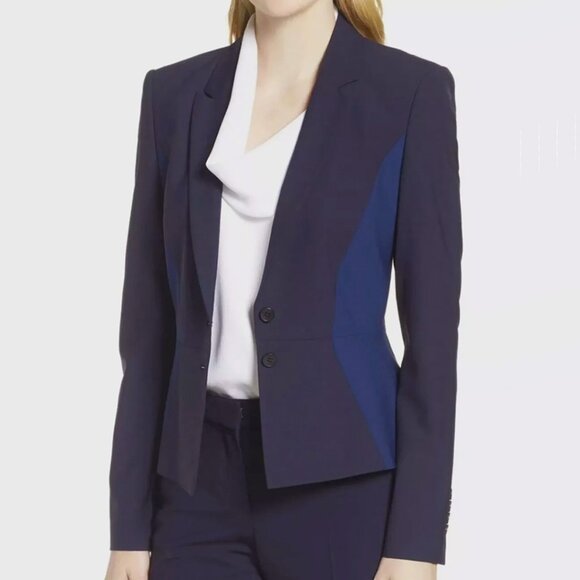 Boss Hugo Boss Jolia Colorblock Wool Blend Jacket Blazer 10 - Picture 1 of 14